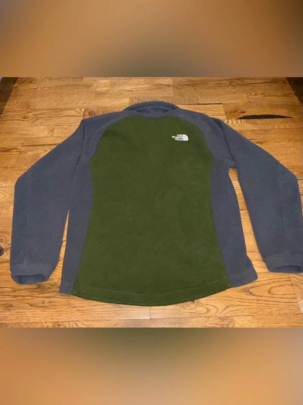 North Face. Men’s Full Zip Fleece. Green & Gray. Size Small.